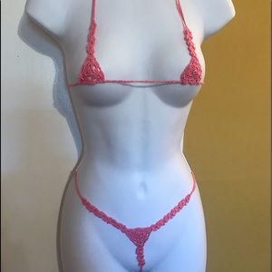 1 Pink & 1 white Micro Extreme Bitty Bikini set